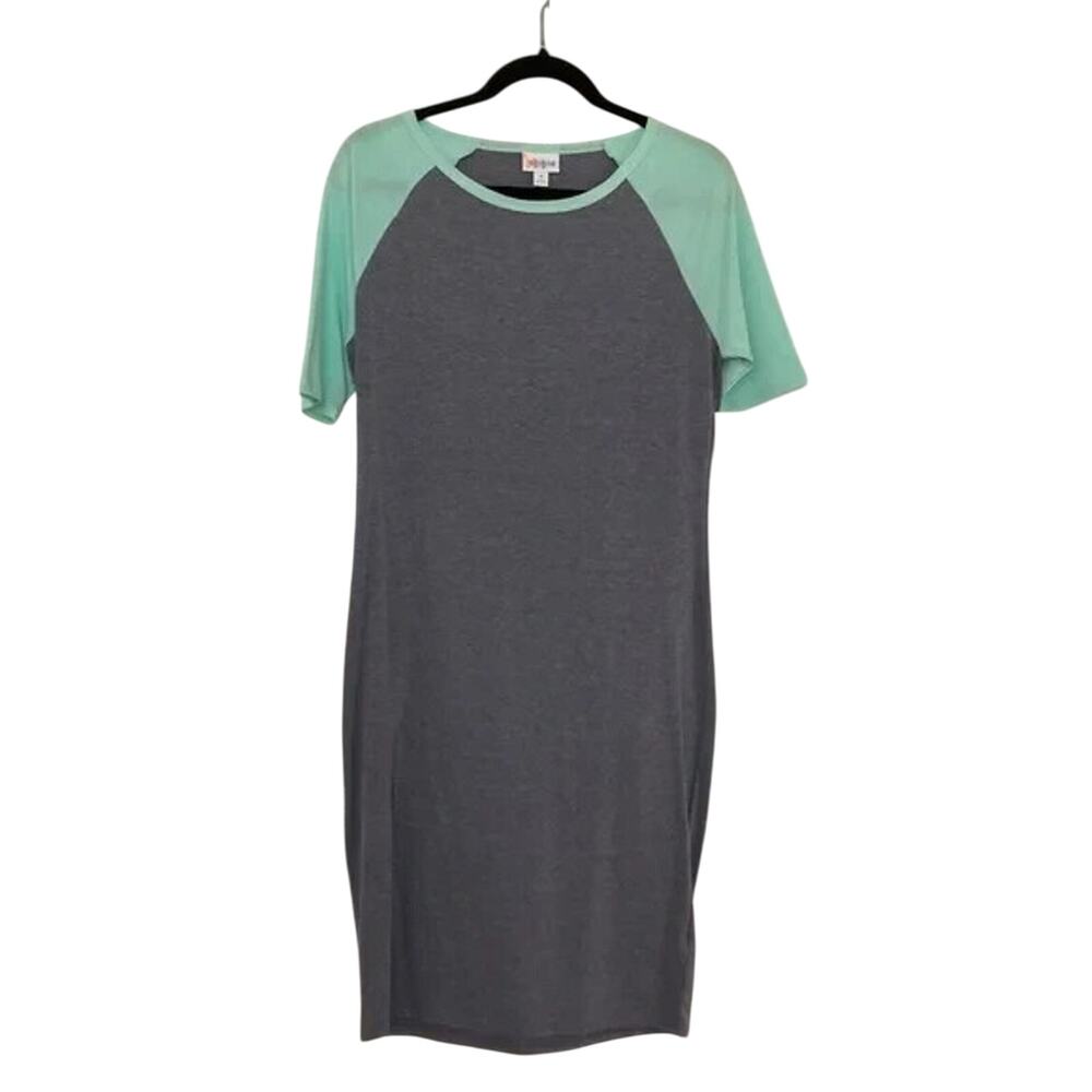 NWT LuLaRoe Julia dress women’s sz M turquoise gray raglan sleeve bodycon NEW
